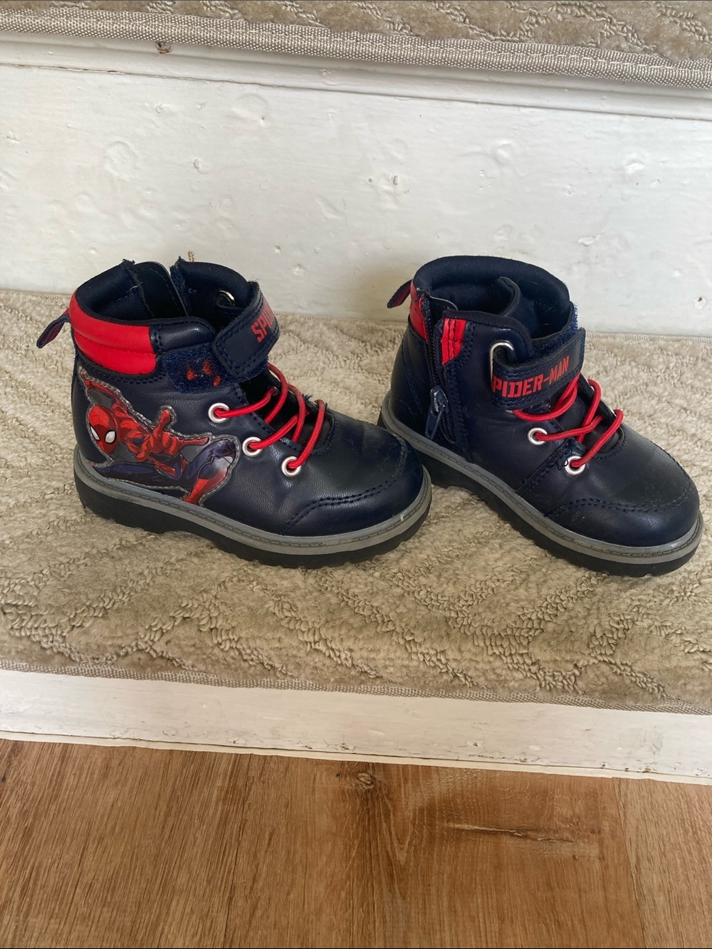 Spiderman Navy and Red Kids' Boots with Graphic